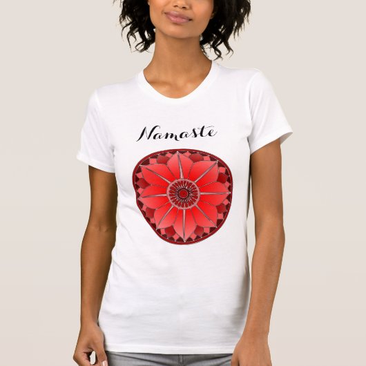 T-shirt Red Lotus Mandala Namaste Typographie Yoga Custom (Devant)