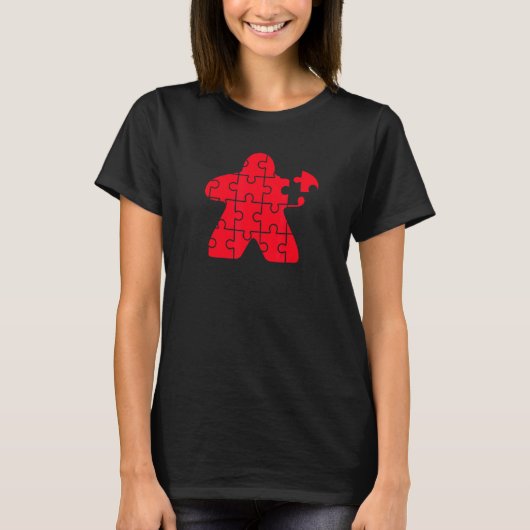 T-shirt Red Meeple Puzzle Board Game I'm Always Red Meepl (Devant)