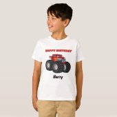 T-shirt Red Monster Truck Custom Joyeux Anniversaire Nom (Devant entier)