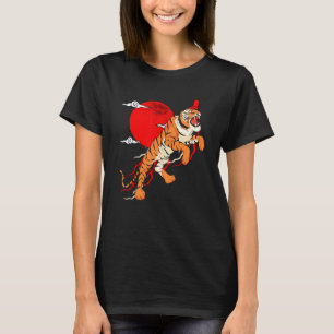 T-shirt Red Moon Asiatique Faune Animau Predator Wild Cat 