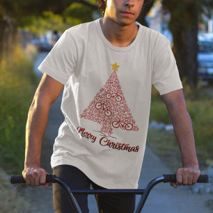T-shirt Red Mtb Bicyclette Noël Arbre Joyeux Noël