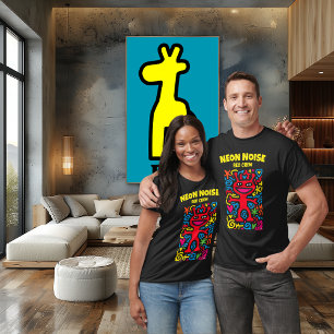 T-shirt Red Neon Alien - Funky Pop Art Personnage souriant