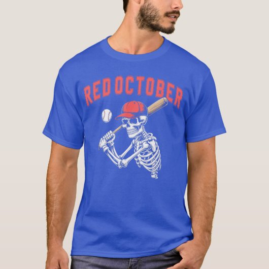T-shirt Red October Funny Halloween Baseball Skeleton gift (Devant)