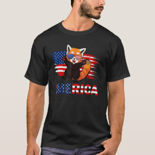 T-shirt Red Panda American Drapeau Lunettes de soleil Meri