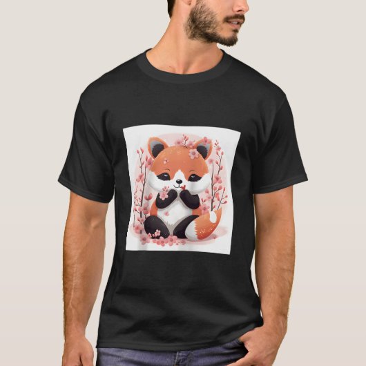 T-shirt Red Panda And Cherry Blossom Theme Lovely Style Ba (Devant)