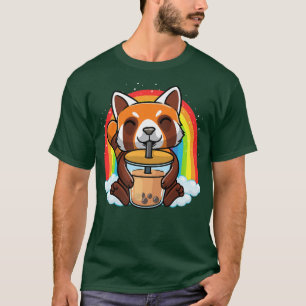 T-shirt Red Panda Anime Boba Bubble Tea Girls Premium