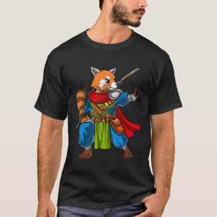 T-shirt Red Panda Bear Ninja Samurai Warrior Funny Kung Fu