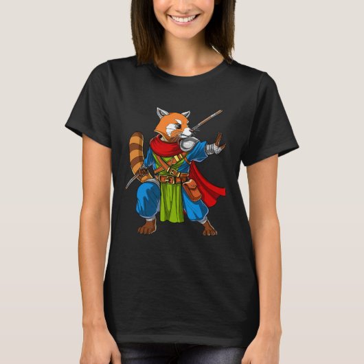 T-shirt Red Panda Bear Ninja Samurai Warrior Funny Kung Fu (Devant)