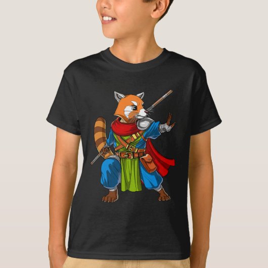 T-shirt Red Panda Bear Ninja Samurai Warrior Funny Kung Fu (Devant)