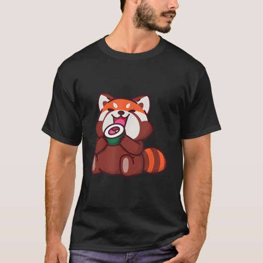 T-shirt Red Panda Eating Sushi Animals Coon Food (Devant)