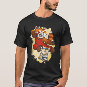 T-shirt Red Panda Et Hamster Combattent Karate Baseball