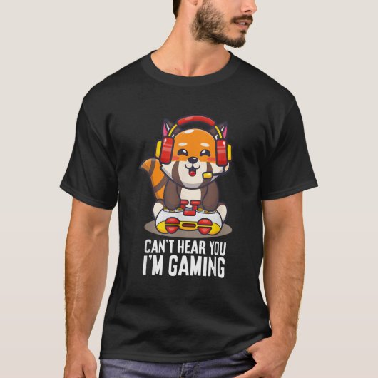 T-shirt Red Panda Gaming Ne Peut Pas Vous Entendre Je Joue (Devant)