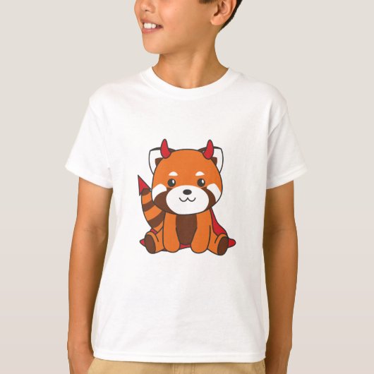 T-shirt Red Panda Halloween Cute Devil Witch Costume (Devant)