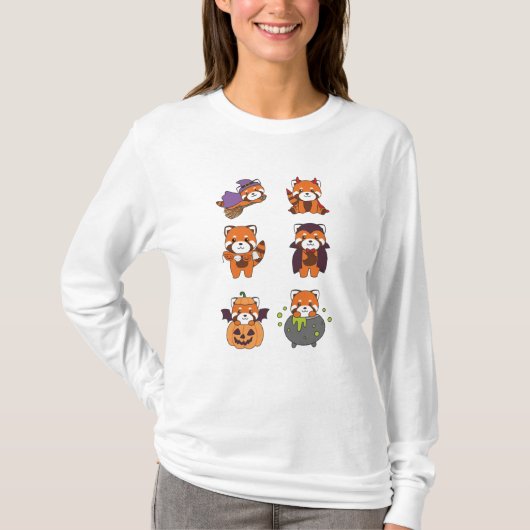 T-shirt Red Panda Halloween Devil Citrouille Vampire costu (Devant)
