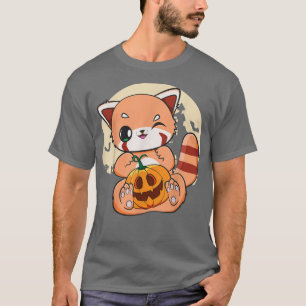 T-shirt Red Panda Halloween Kawaii Pumpkin Anime 6210