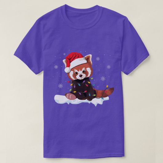 T-shirt Red Panda illuminations de Noël Santa Hat Pajamas (Design devant)