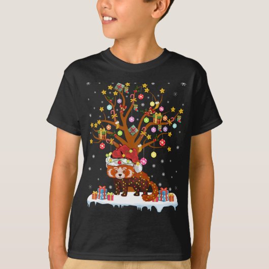 T-shirt Red Panda Lighting Xmas Tree Cadeau Red Panda Chri (Devant)