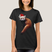 T-shirt Red Panda Père Noël mignonne Casquette de Noël pou (Devant)