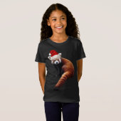 T-Shirt Red Panda Père Noël mignonne Casquette de Noël pou (Devant entier)