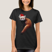 T-shirt Red Panda Père Noël mignonne Casquette de Noël pou (Devant)