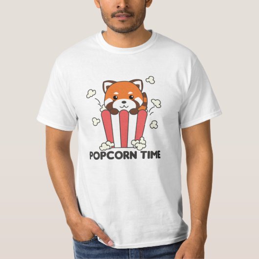 T-shirt Red Panda Popcorn Time Funny Pun (Devant)