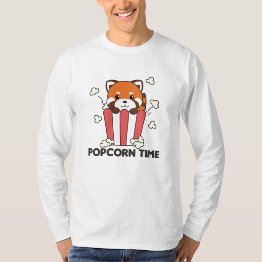 T-shirt Red Panda Popcorn Time Funny Pun (Devant)