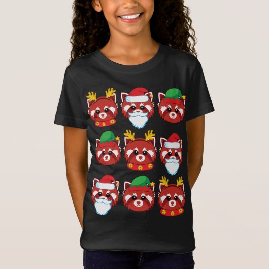 T-Shirt Red Panda Reindeer Elf Santa Claus Costume Joyeux (Devant)