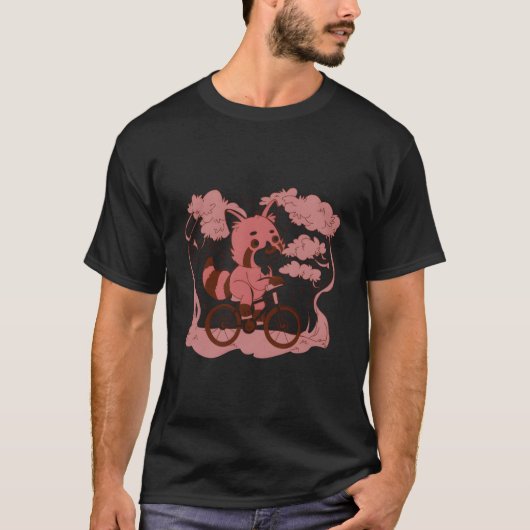 T-shirt Red Panda Riding Bicycle (Devant)