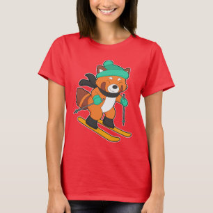 T-shirt Red panda Skier Skier Sports d'hiver