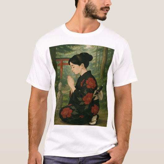 T-shirt Red Peonies and Reverence (Devant)