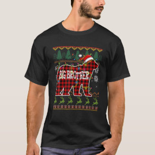 T-shirt Red Plaid Big Brother Bear Père Noël laid Christma