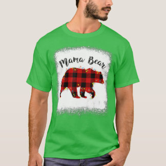 T-shirt Red Plaid Buffalo Mama Ours Pajamas de Noël Fami