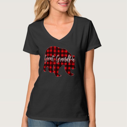 T-shirt Red Plaid Great Grandpa Bear Matching Family Chris (Devant)