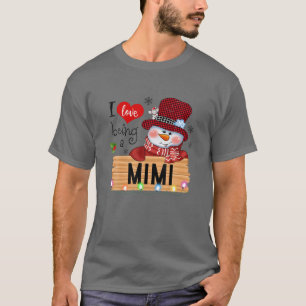 T-shirt Red Plaid J'Aime Être Un Mimi Snowman Famille Chri