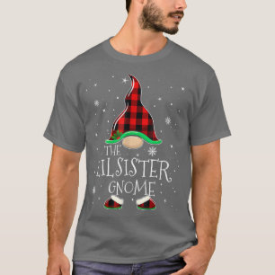 T-shirt Red Plaid Lil Sister Gnome Famille Noël Pa