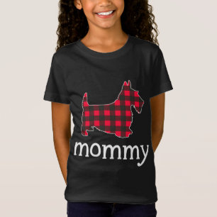 T-Shirt Red Plaid maman Scottie Chien Christmas Fam Coratc
