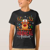 T-shirt Red Plaid Medical Istant Nurse Reindeer Christmas (Devant)