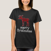 T-shirt Red Plaid Merry Christmoose Christmas Moose Lovers (Devant)