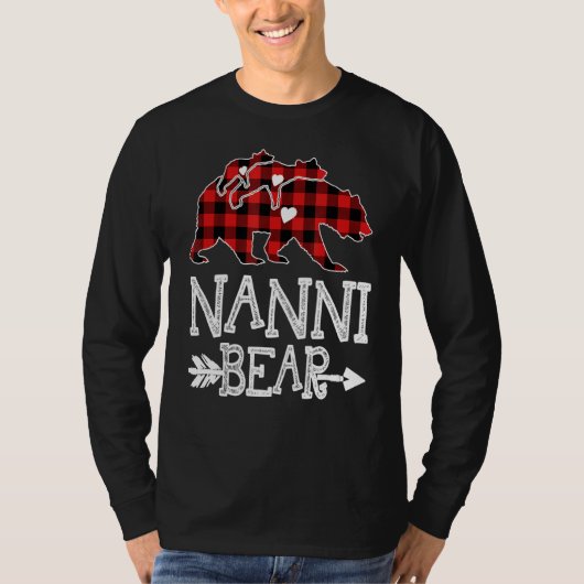 T-shirt Red Plaid Nanni Ours Deux Cubes Correspondant Buff (Devant)
