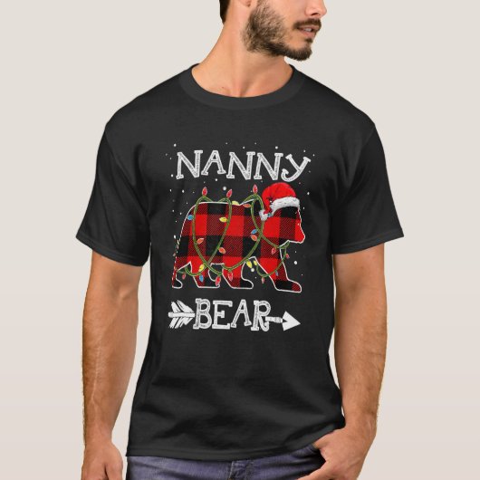 T-shirt Red Plaid Nanny Bear Christmas (Devant)