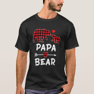 T-shirt Red Plaid Papa Bear Family Fête des pères 2022