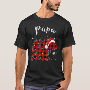 T-shirt Red Plaid Papa Bear Matching Famille Noël Paja