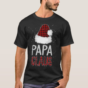 T-shirt Red Plaid Papa Claus Design - Matching Family Funn