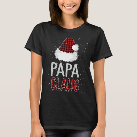 T-shirt Red Plaid Papa Claus Design - Matching Family Funn (Devant)