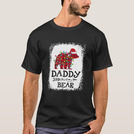 T-shirt Red Plaid papa ours Noël Arc-en-ciel Pyjama Matc (Devant)