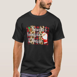 T-shirt Red Plaid Père Noël S Favori Er Infirmière Noël Em