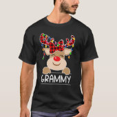 T-shirt Red Plaid Reindeer Grammy Christmas Light Christma (Devant)