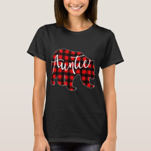 T-shirt Red Plaid Tante Ours Mappage Famille Noël Ev