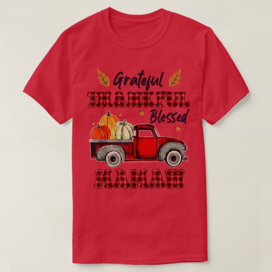 T-shirt Red Plaid Truck Mamaw Thankful Grateful Blessed Gi (Design devant)