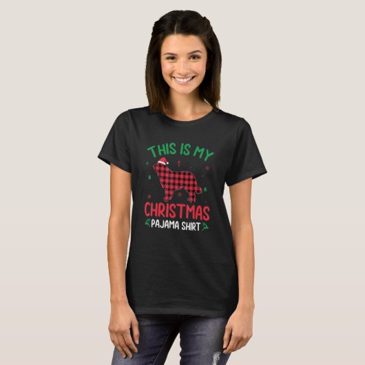 T-shirt Red Plaid Ugly C'Est Mon Chien Terre-Neuve Christy (Devant entier)